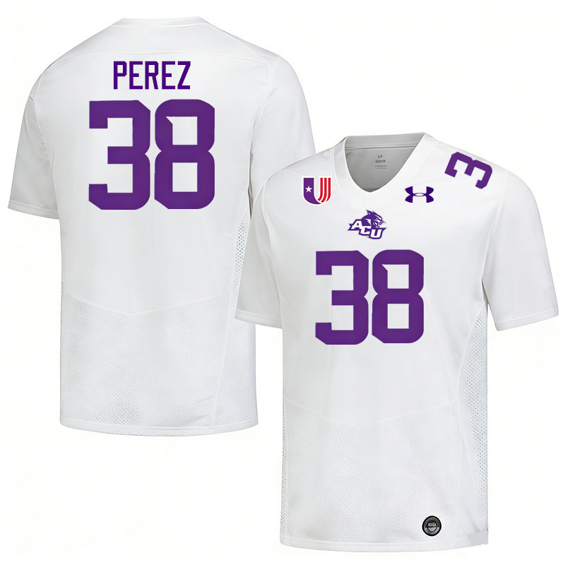 Abilene Christian Wildcats #38 Brandon Perez College Football Jerseys,Uniforms Stitched-White Abilene Christian Wildcats #38 Brandon Perez College Football Jerseys,Uniforms Stitched-White